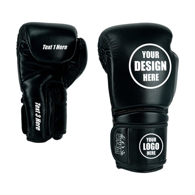 Custom Black PU Leather Boxing Training Gloves  C11