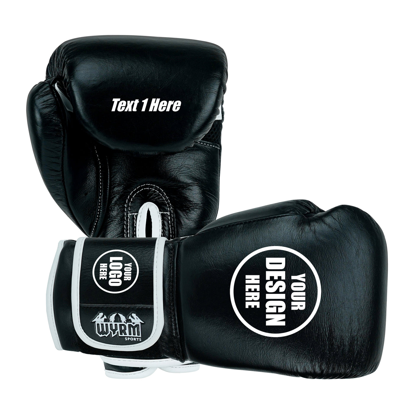 Custom Black Genuine Leather Boxing Training Gloves C22