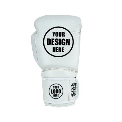 Custom White PU Leather Boxing Training Gloves C17