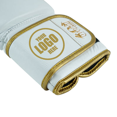 Custom White Genuine Leather Boxing Training Gloves C36