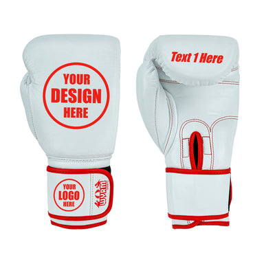Custom White Genuine Leather Boxing Training Gloves C37