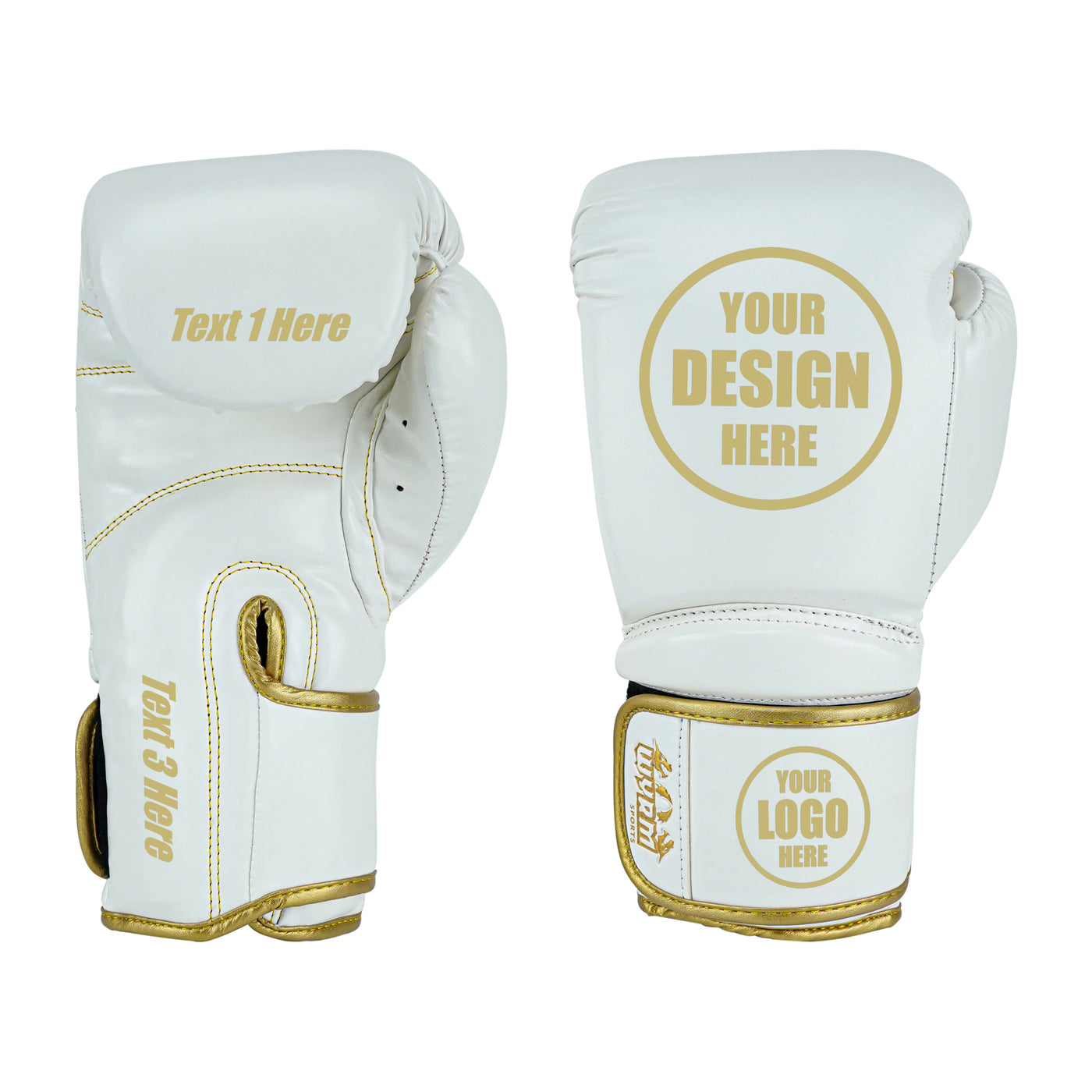 Custom White PU Leather Boxing Training Gloves C15