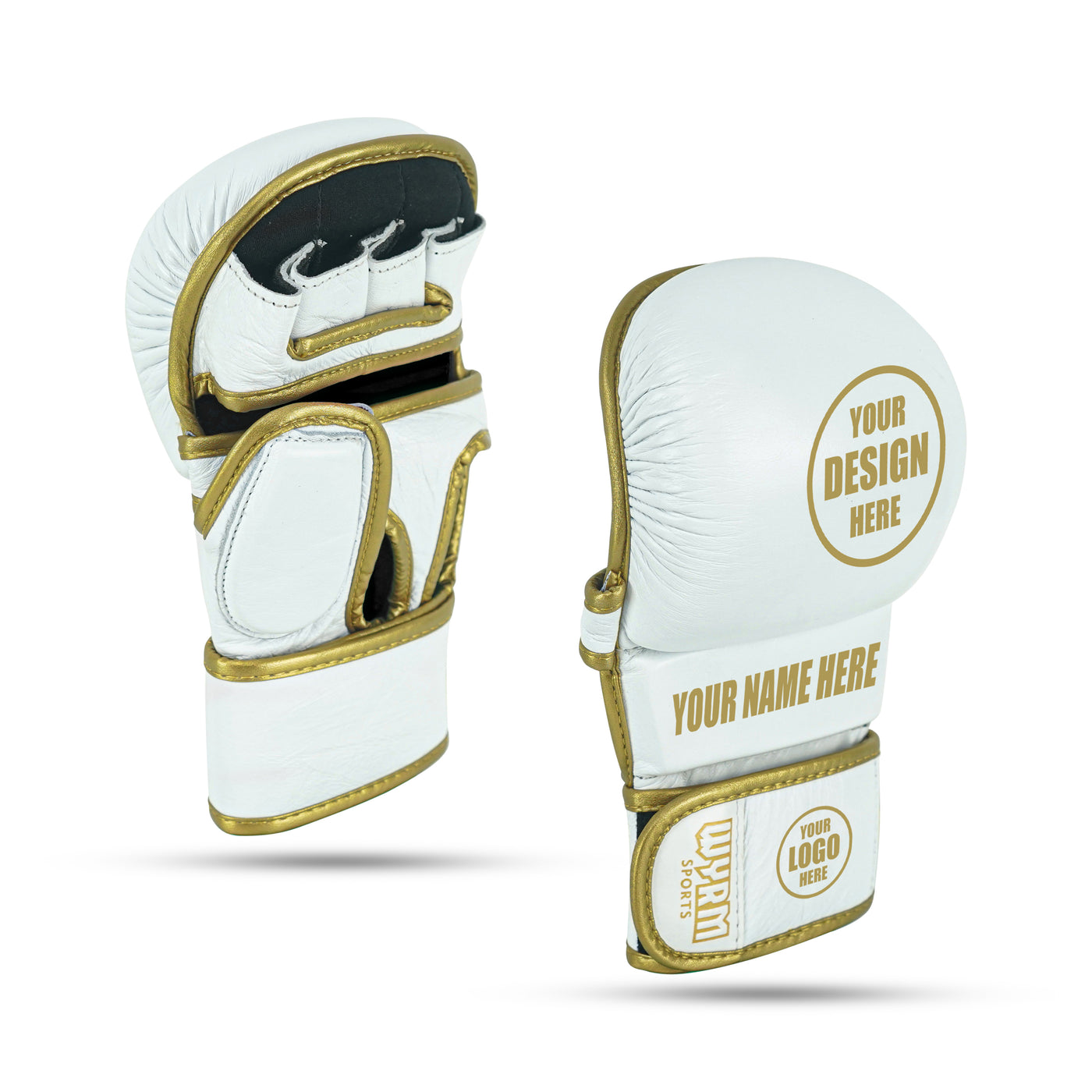 Custom White/Gold MMA Training Gloves