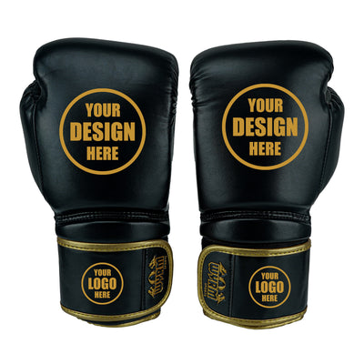 Custom Black PU Leather Boxing Training Gloves  C12