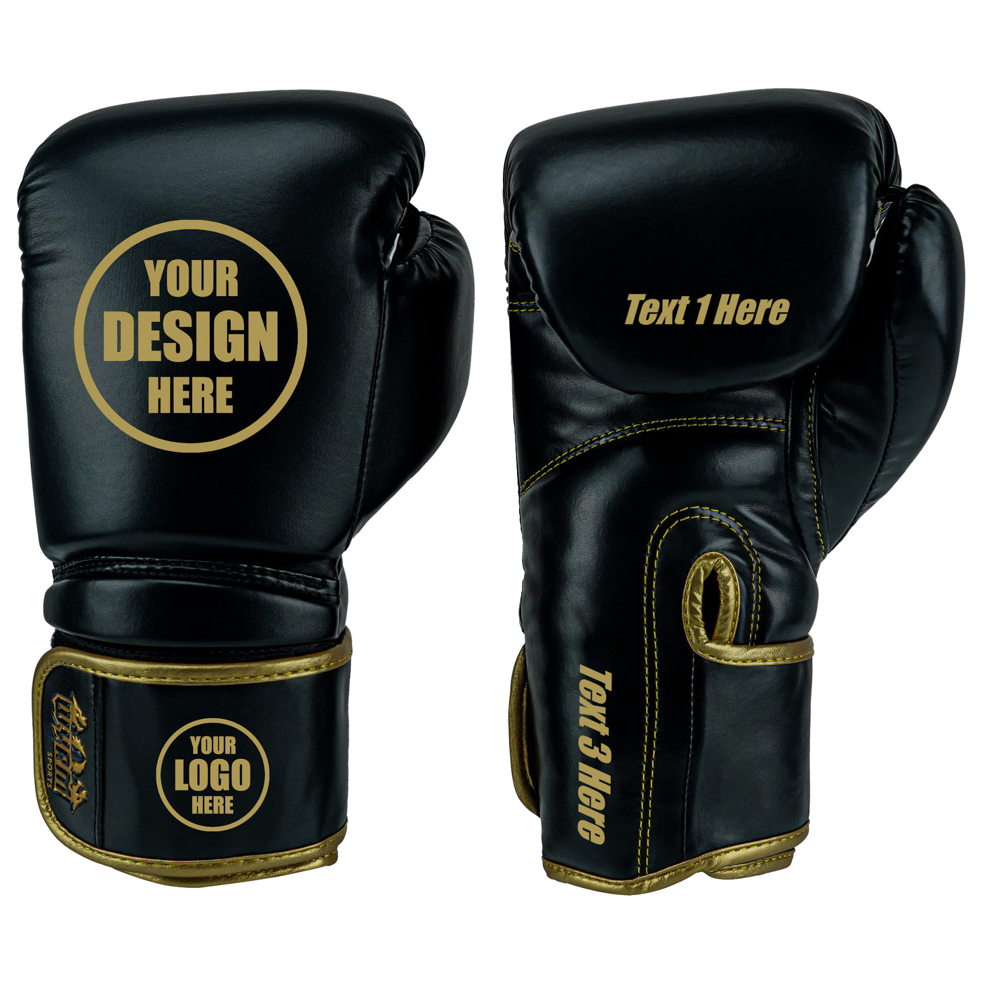 Custom Black PU Leather Boxing Training Gloves  C12