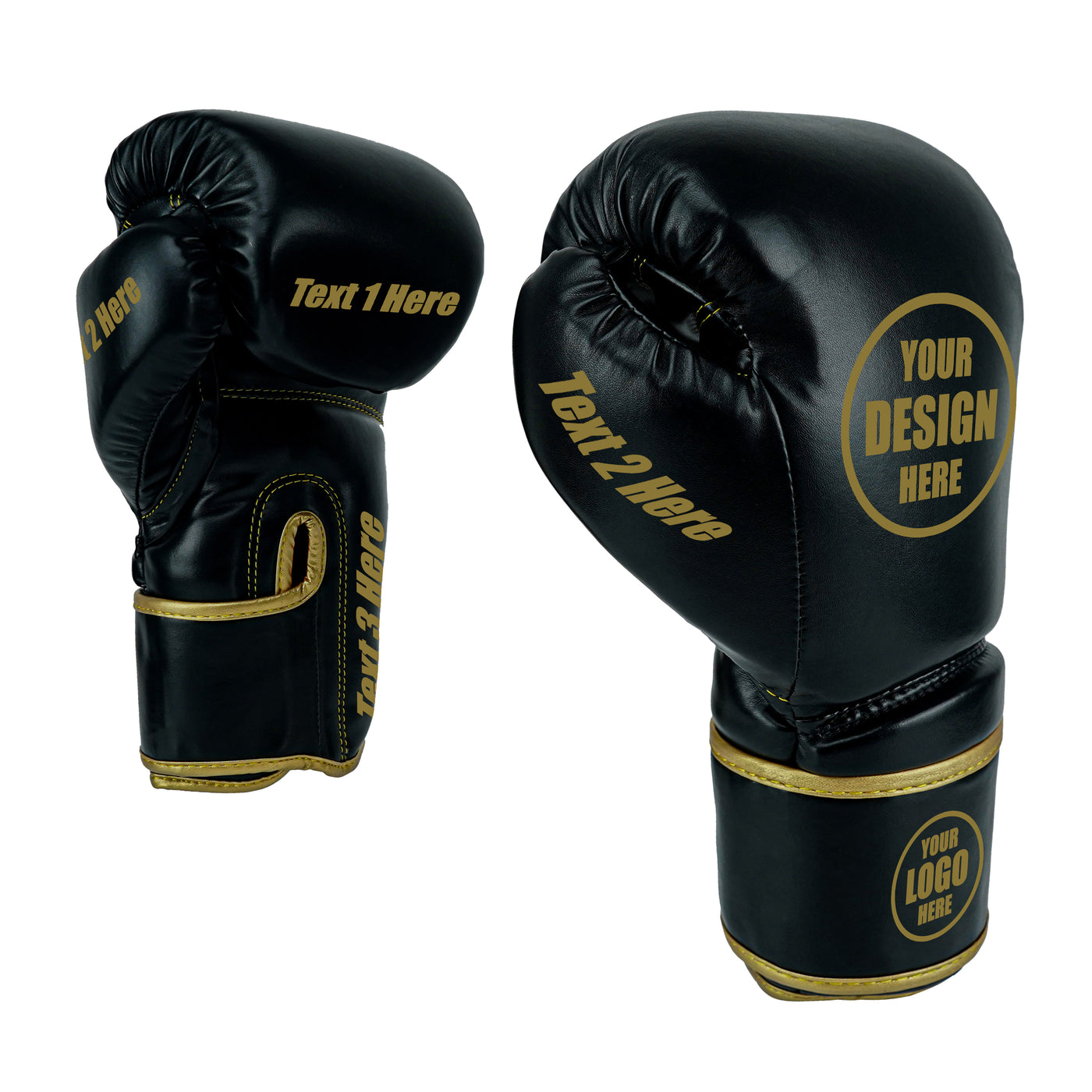 Custom Black PU Leather Boxing Training Gloves  C12