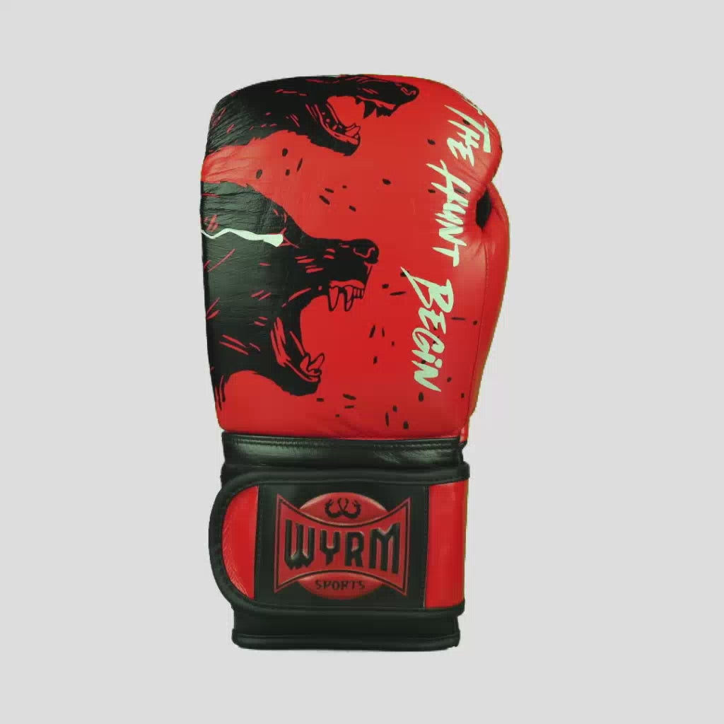 Wolf Red/Black Genuine Leather Boxing Gloves