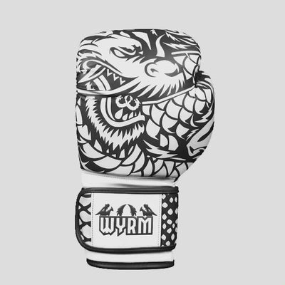 Dragon White/Black Leather Boxing Gloves