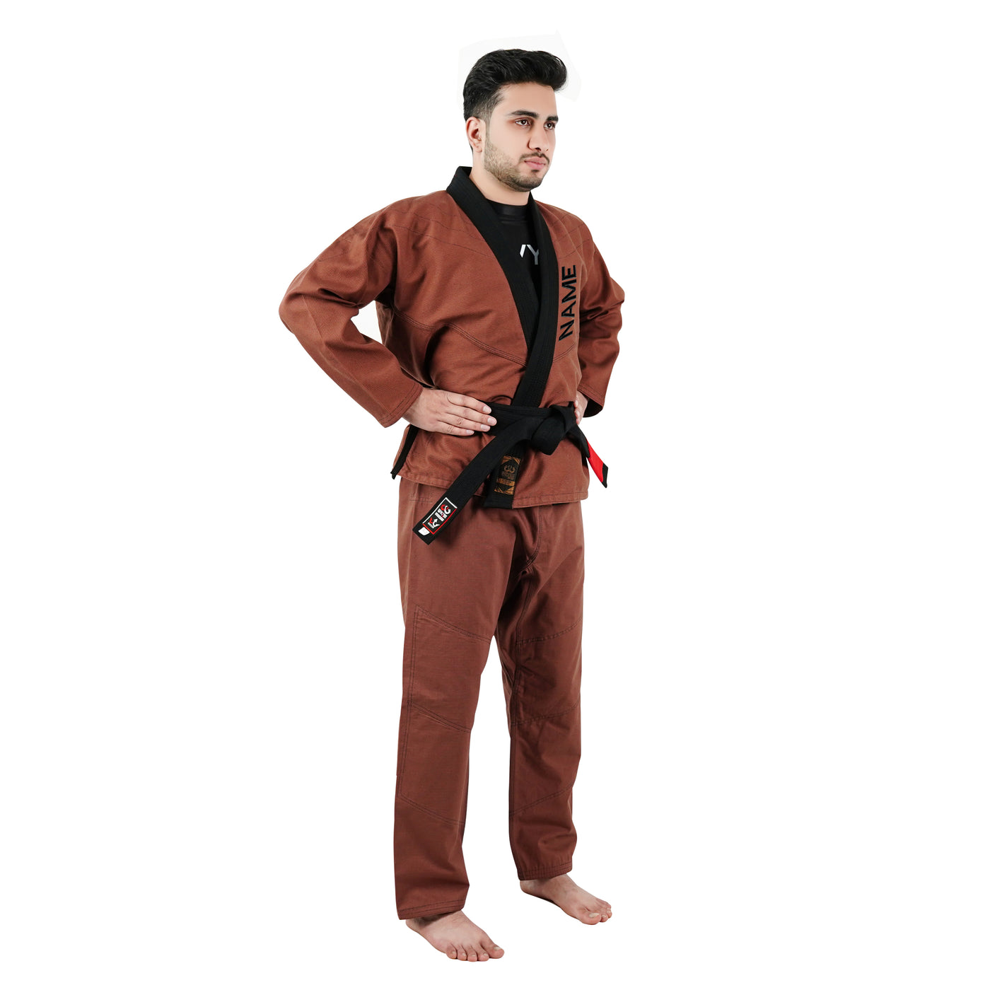 Premium Customized Logo Brown with Black Lapel Brazilian Jiu Jitsu Gi