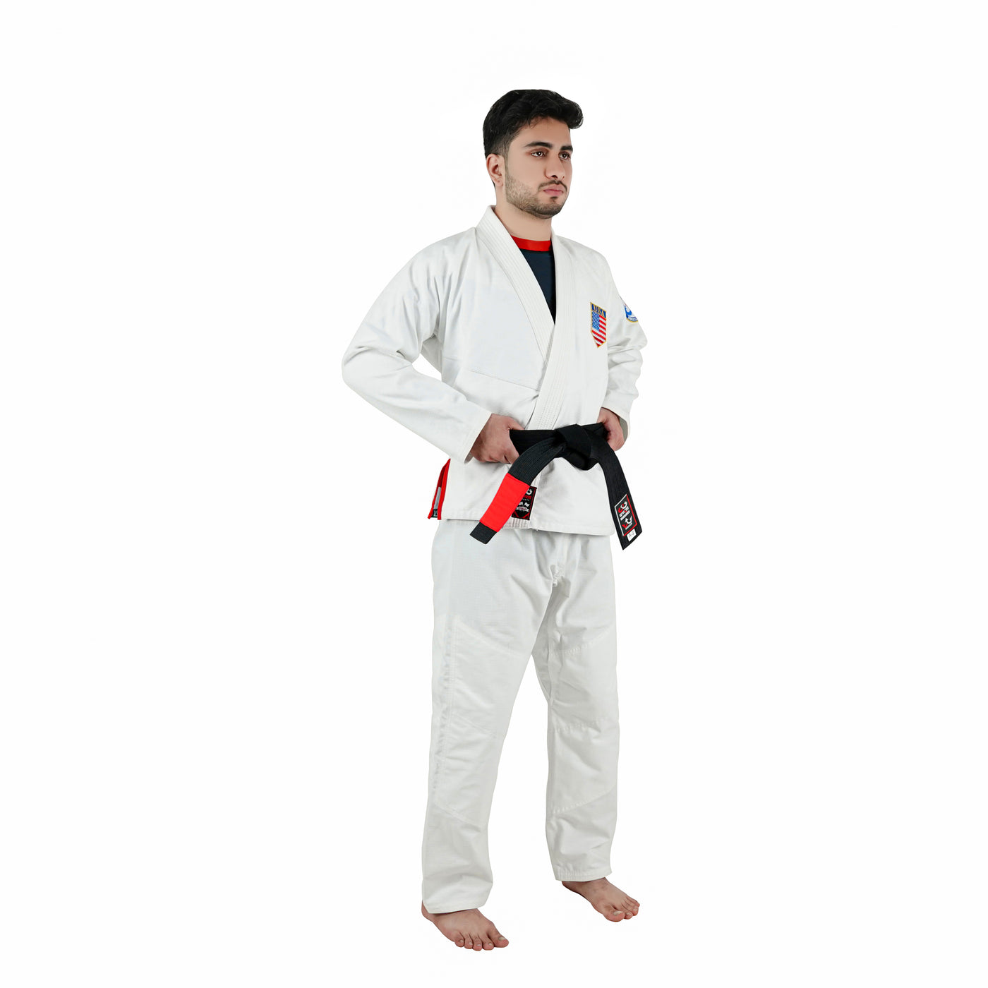 American White Brazilian Jiu Jitsu Gi With Built-in Rash Guard