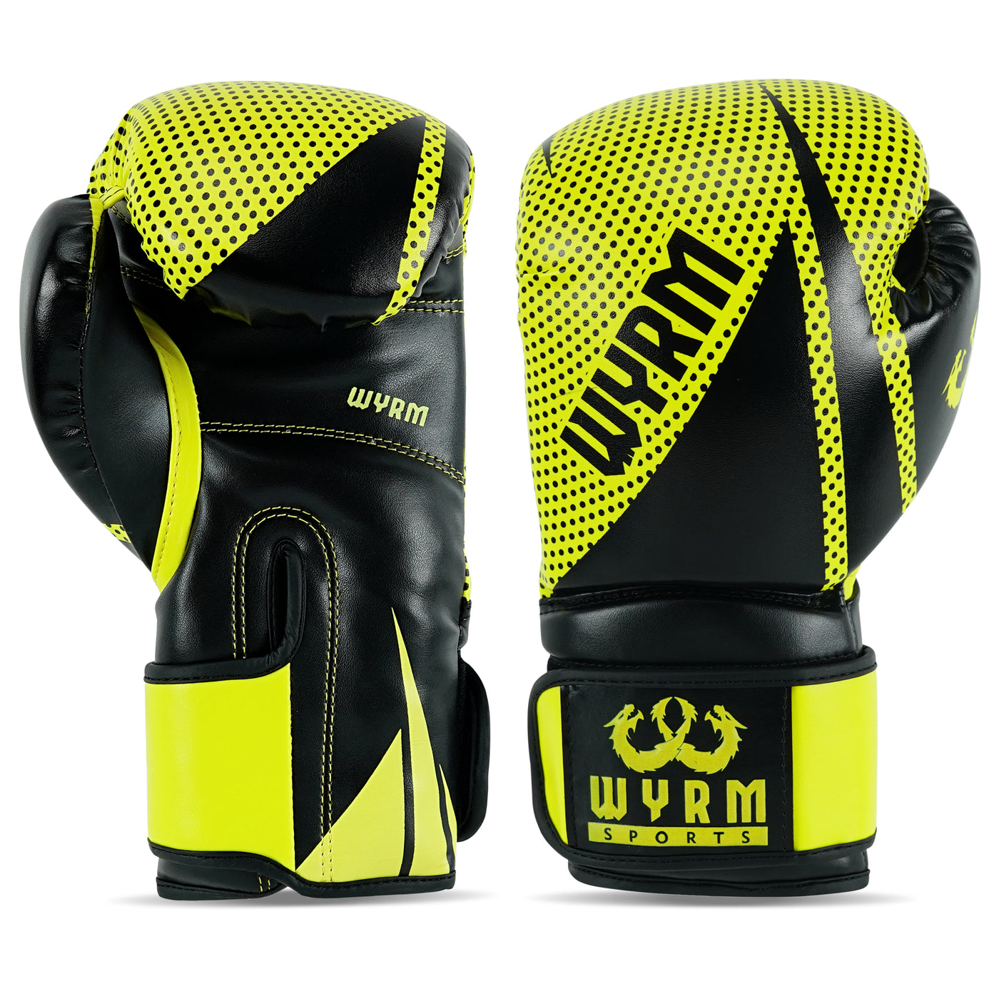 Krusher Yellow/Black Leather Boxing Gloves