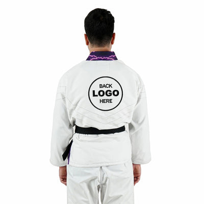 Premium Customized Logo White with Thunder Purple Brazilian Jiu Jitsu Gi