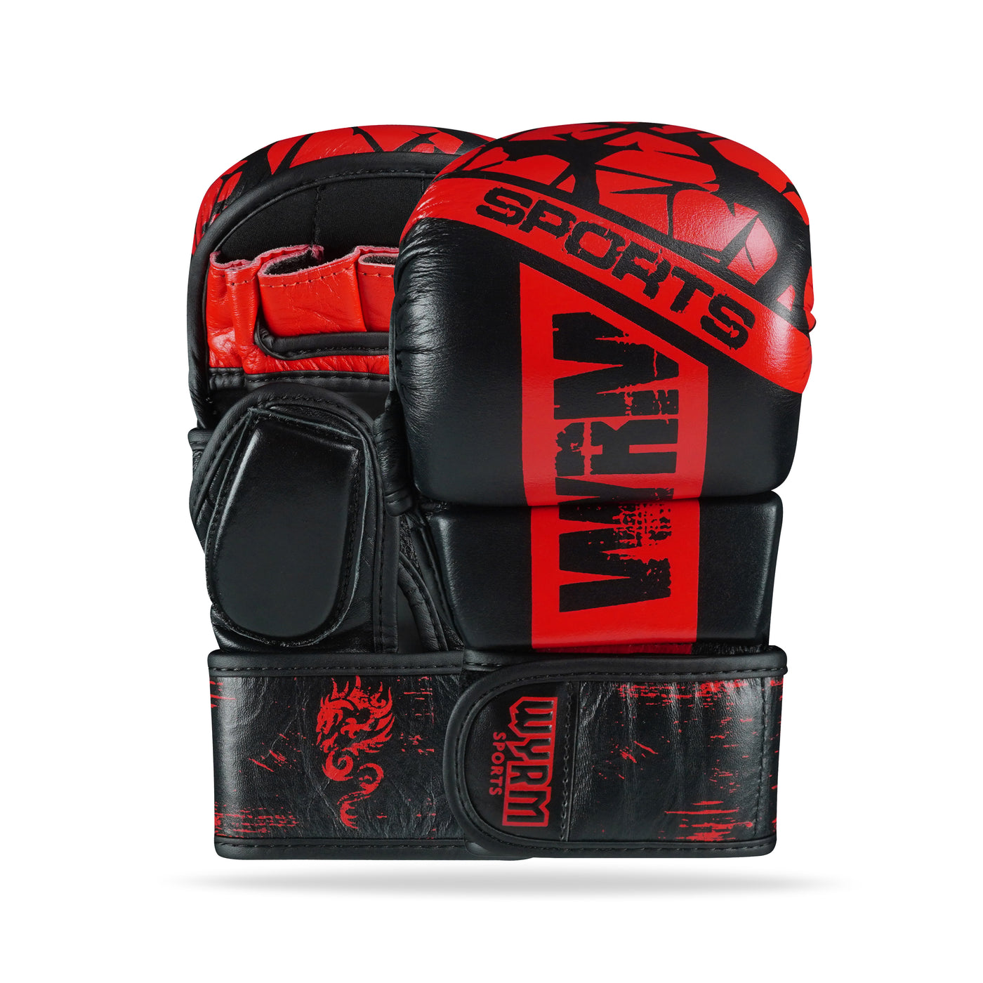 Pounder Black/Red Genuine Leather MMA Training Gloves