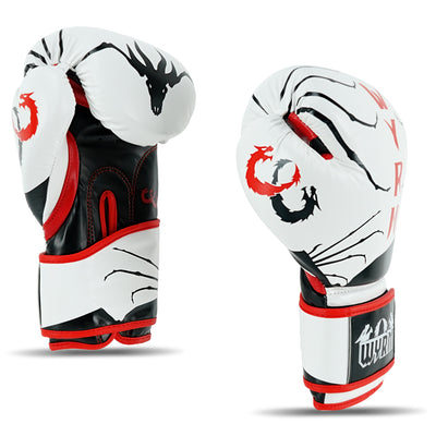 Spider White/Red/Black Leather Boxing Gloves