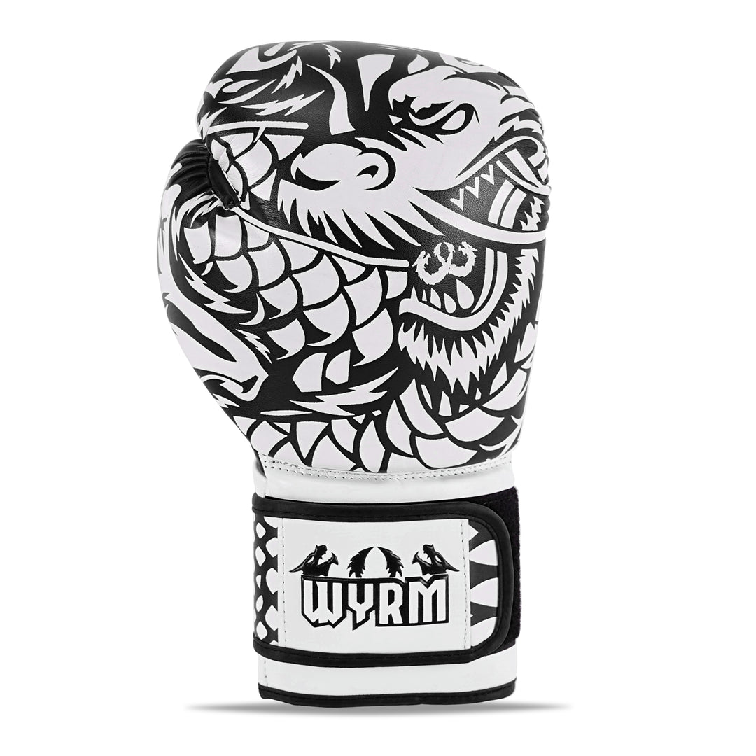 Dragon White/Black Leather Boxing Gloves – Wyrm Sports