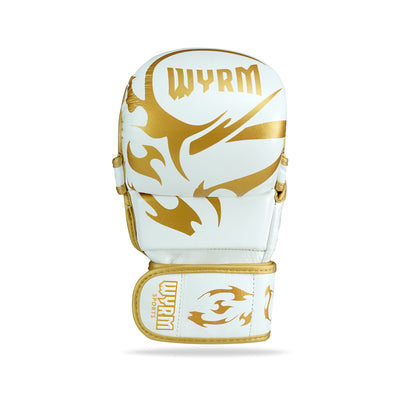 Canelo White/Gold Genuine Leather MMA Training Gloves