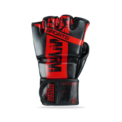 Pounder Black/Red Geuine Leather MMA Fight Gloves