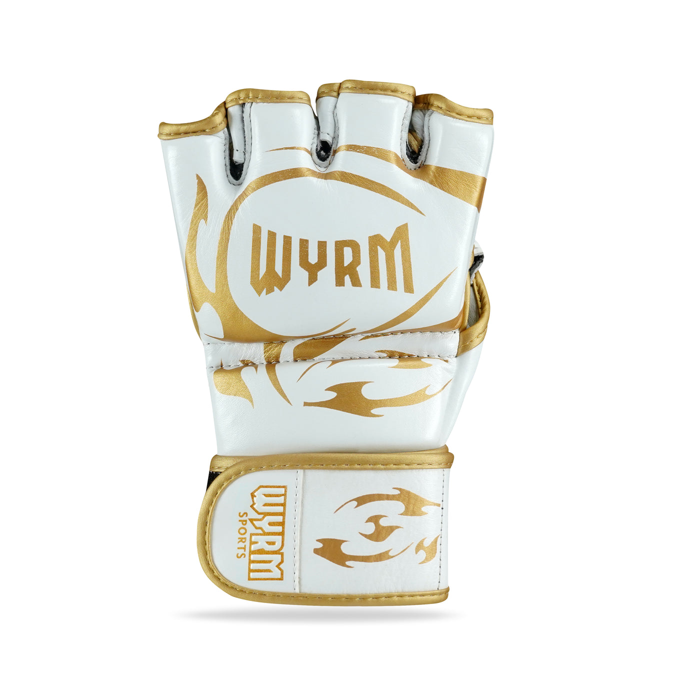 Canelo White/Gold Genuine Leather MMA Fight Gloves