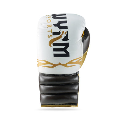 WYRM Deluxe White/Brown/Black Pro Boxing Genuine Leather Gloves