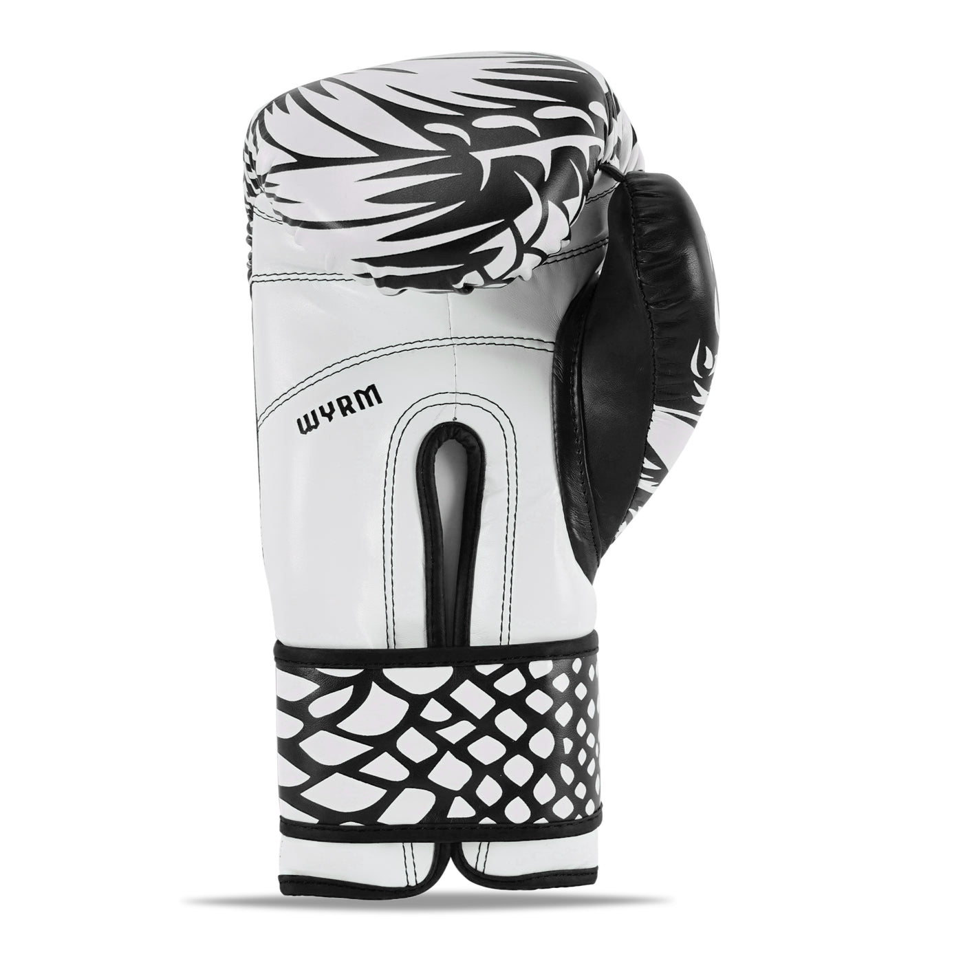 Dragon White/Black Leather Boxing Gloves