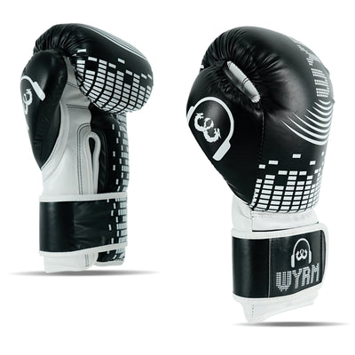 Pulse Black/White Leather Boxing Gloves