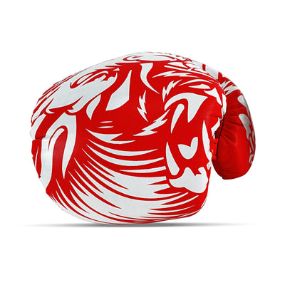 Dragon White/Red Leather Boxing Gloves