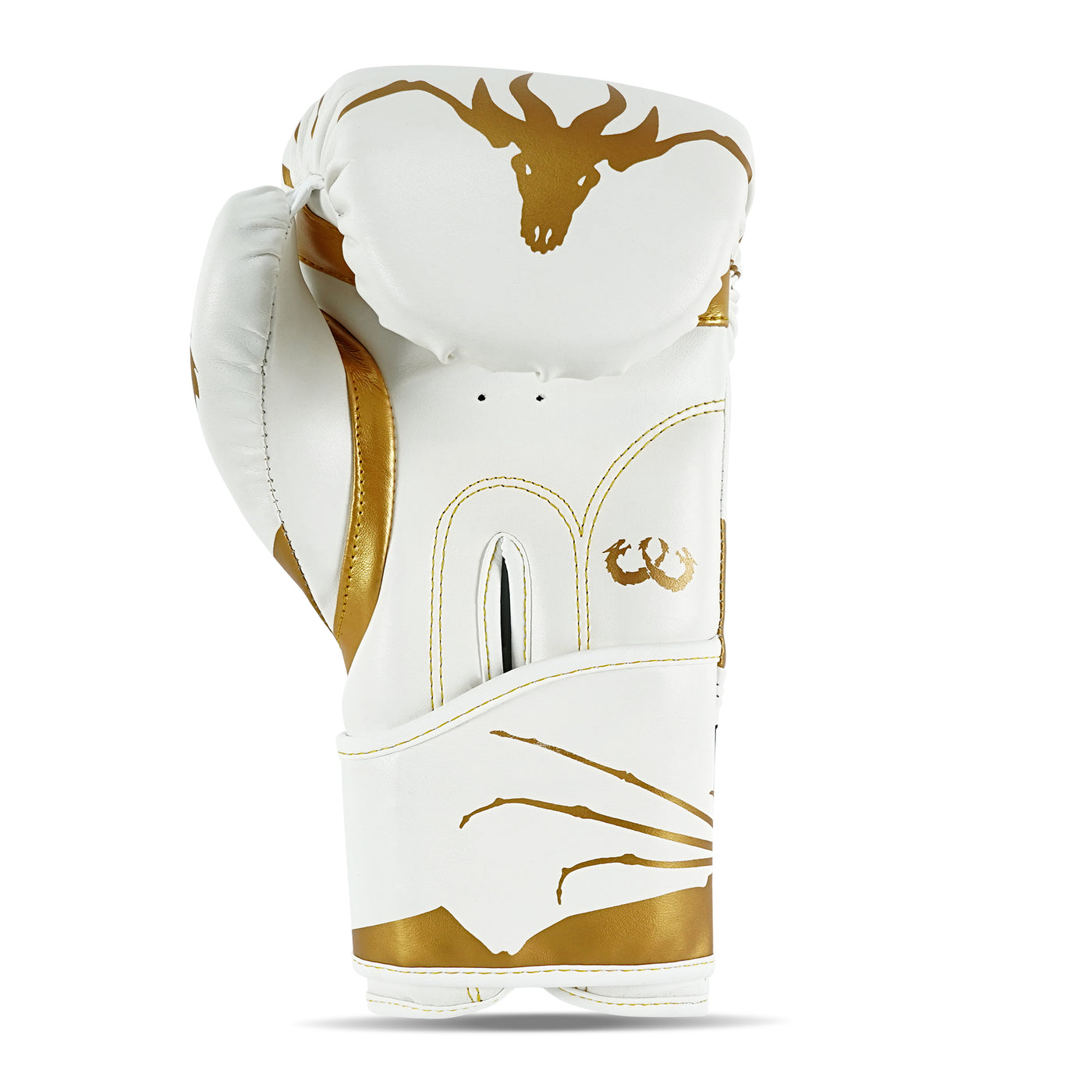 Spider White/Gold Leather Boxing Gloves