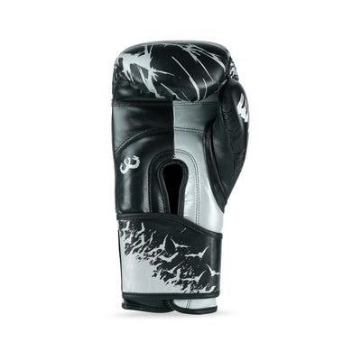 Skull  Silver/Black Genuine Leather Boxing Gloves