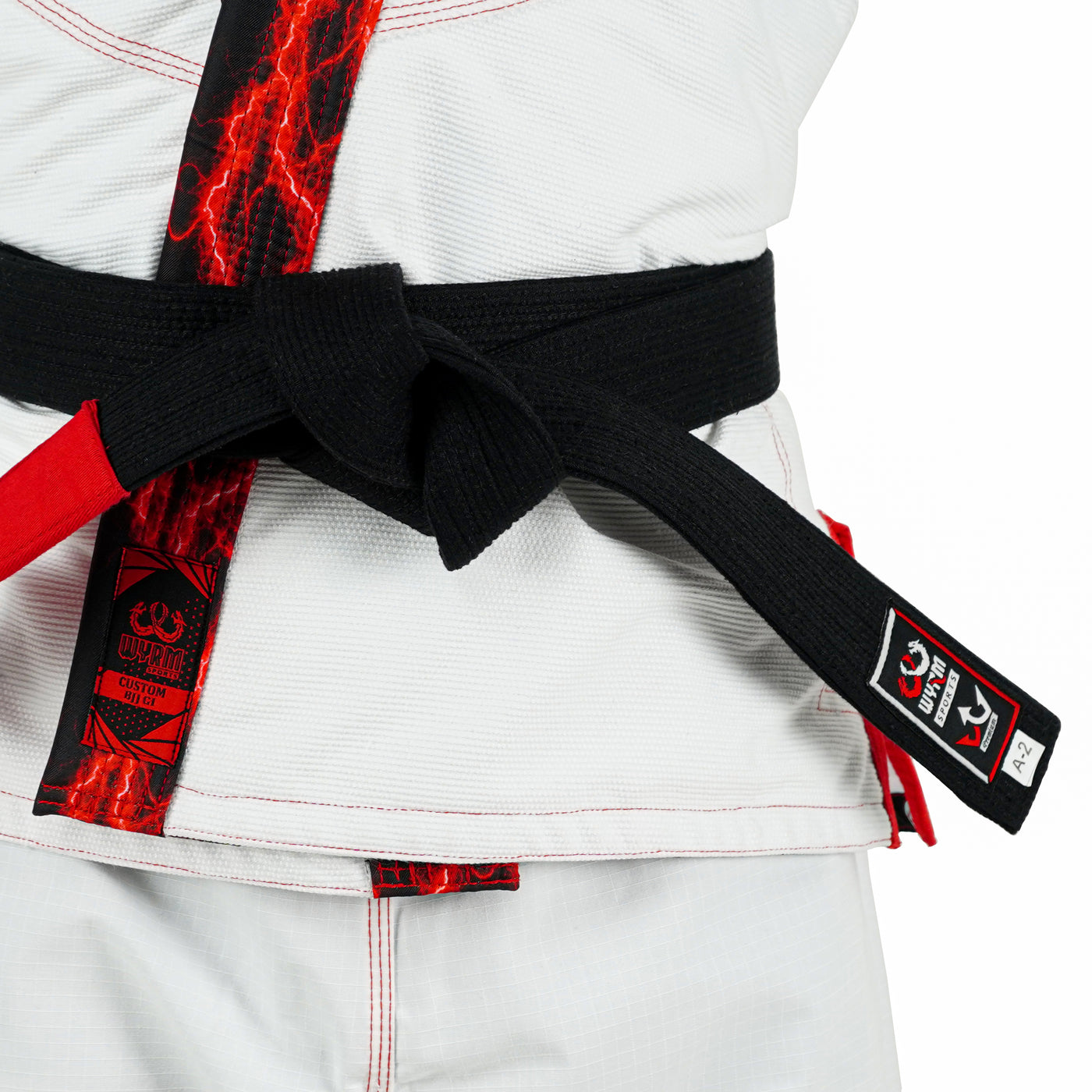 Premium Customized Logo White with Thunder Red Brazilian Jiu Jitsu Gi