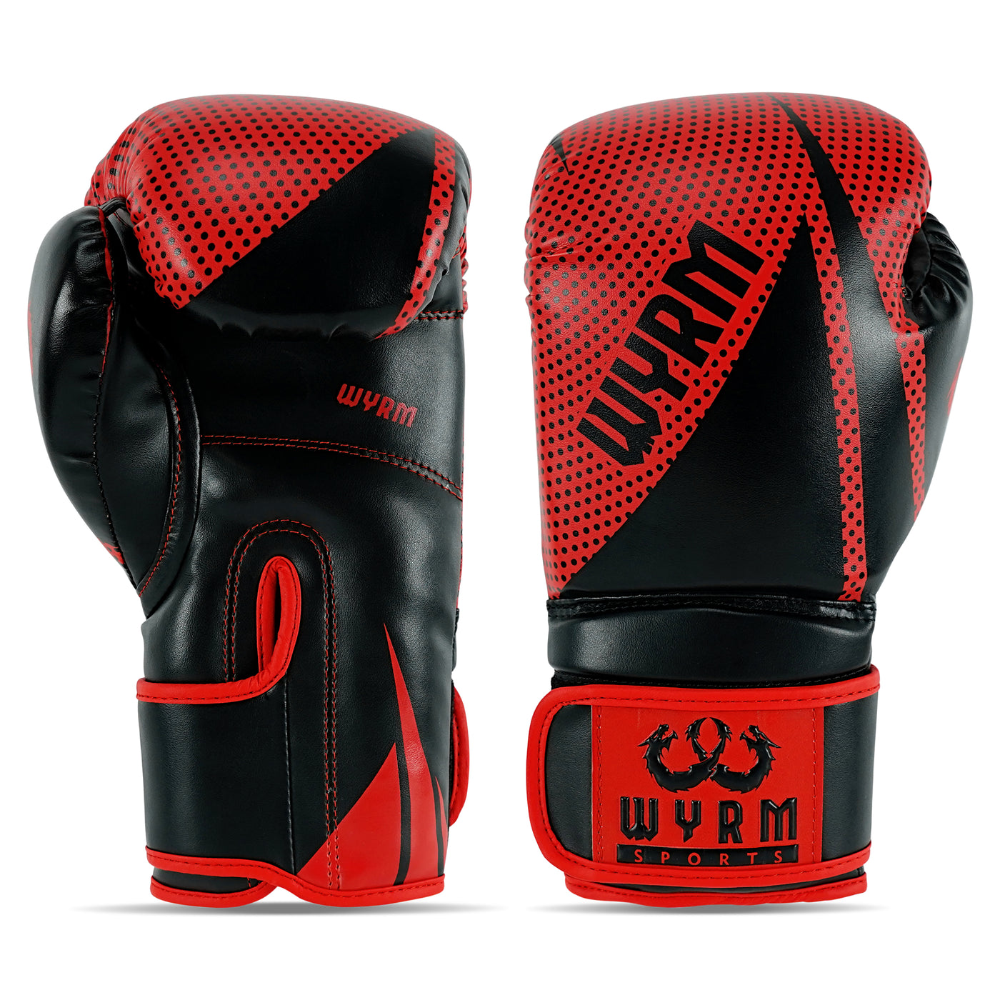 Krusher Red/Black Leather Boxing Gloves