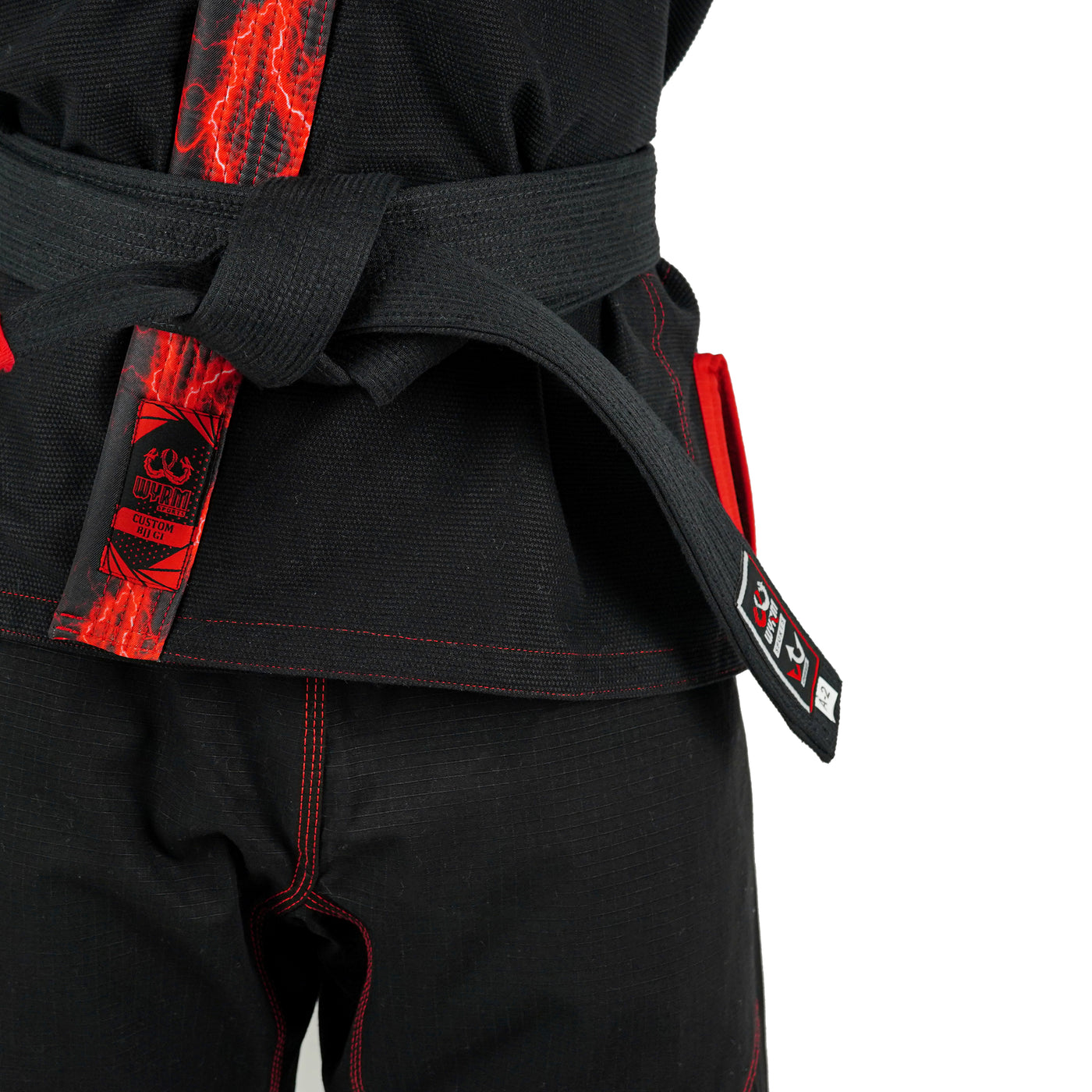 Premium Customized Logo Black with Thunder Red Brazilian Jiu Jitsu Gi