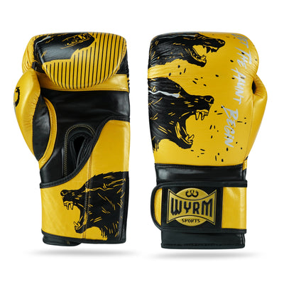 Wolf Yellow/Black Genuine Leather Boxing Gloves