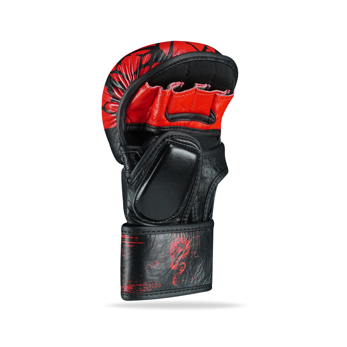 Pounder Black/Red Genuine Leather MMA Training Gloves