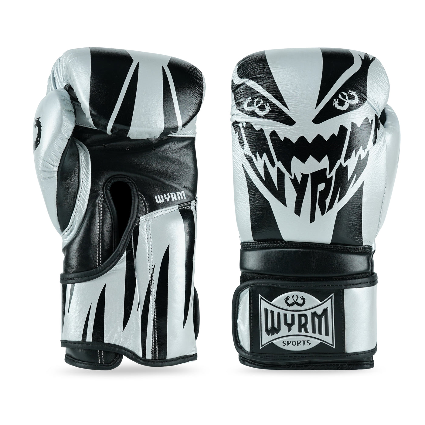Devourer Black/Silver Genuine Leather Boxing Gloves