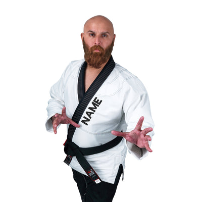 Customized Logo White with Black Lapel Brazilian Jiu Jitsu Gi