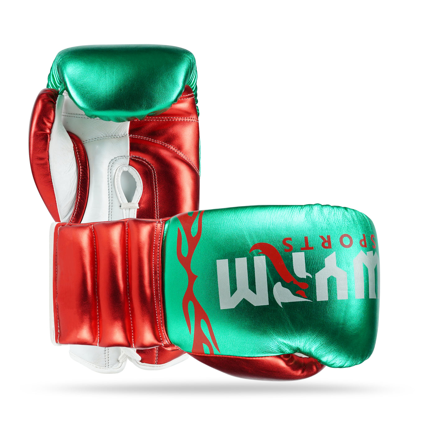 WYRM Deluxe Red/Green Pro Boxing Genuine Leather Gloves