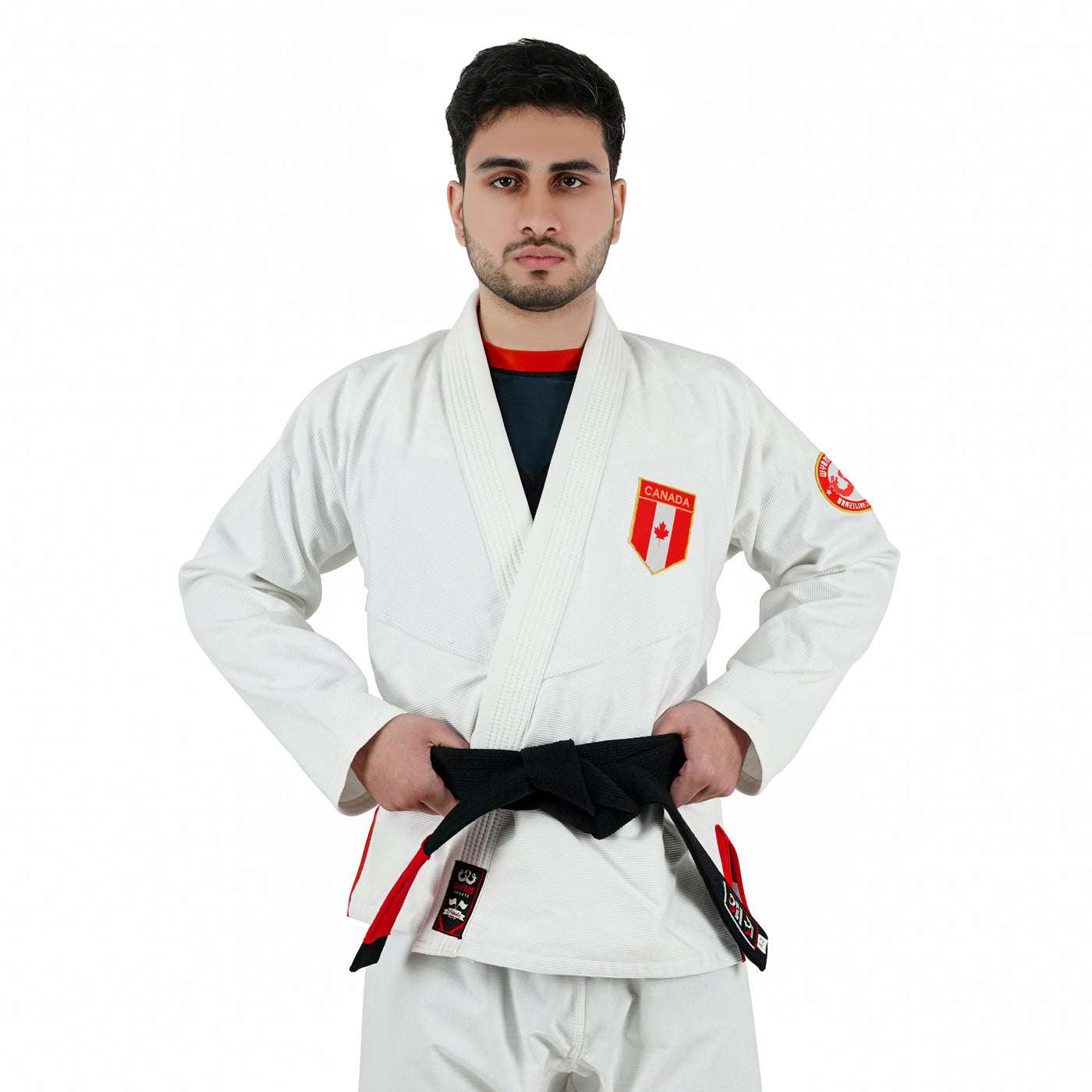 Canadian White Brazilian Jiu Jitsu Gi With Built-in Rash Guard
