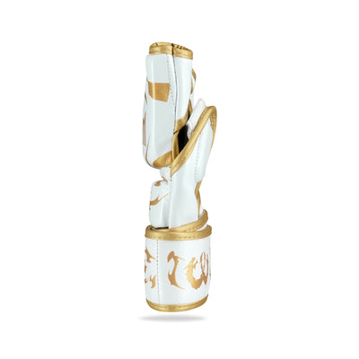 Canelo White/Gold Genuine Leather MMA Fight Gloves