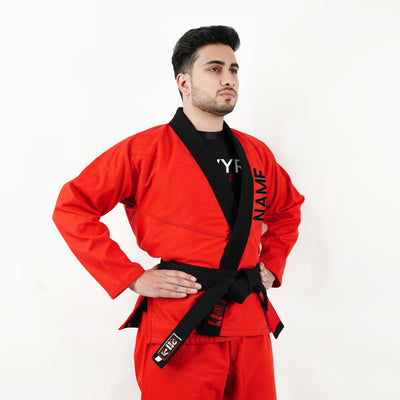 Premium Customized Logo Red with Black Lapel Brazilian Jiu Jitsu Gi