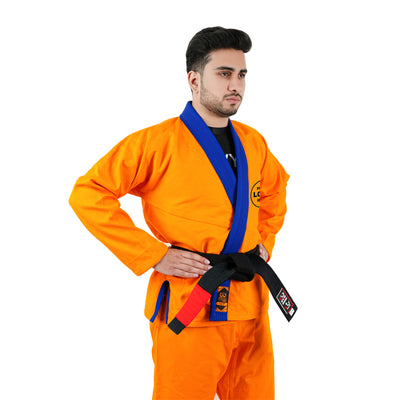 Premium Custom Orange with Blue Lapel Brazilian Jiu Jitsu Gi