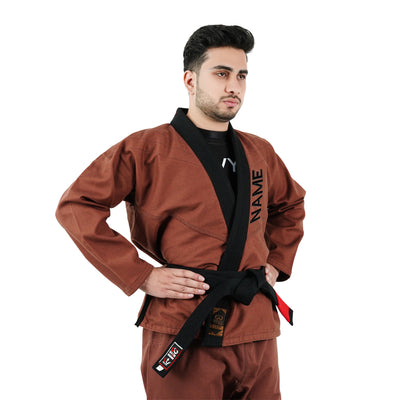 Premium Customized Logo Brown with Black Lapel Brazilian Jiu Jitsu Gi