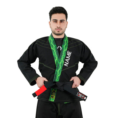 Premium Customized Logo Black with Thunder Neon Brazilian Jiu Jitsu Gi