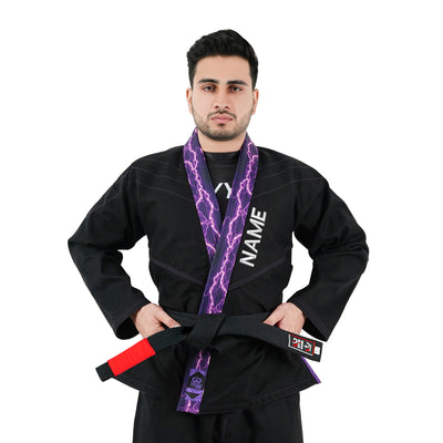 Premium Customized Logo Black with Thunder Purple Brazilian Jiu Jitsu Gi