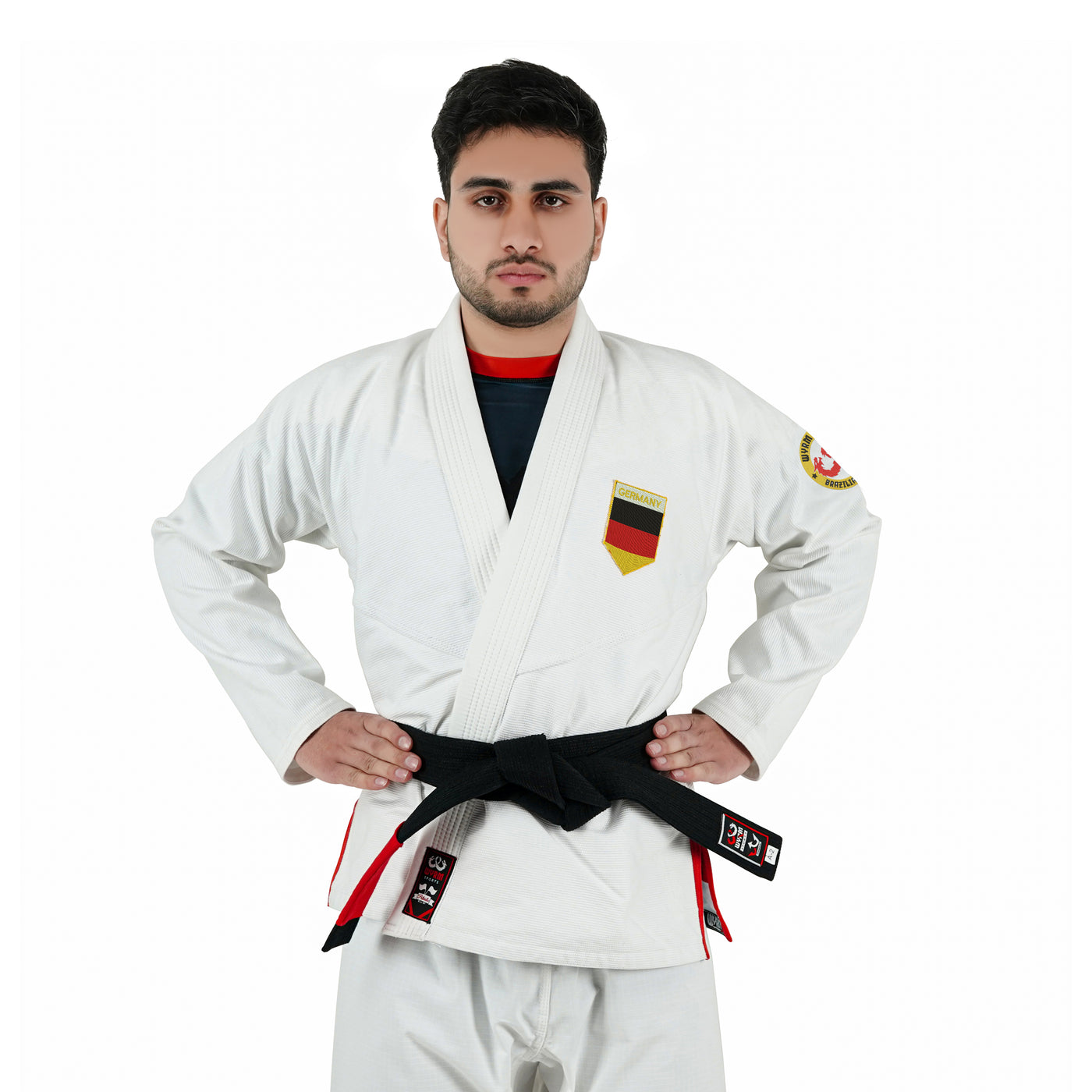 German White Brazilian Jiu Jitsu Gi With Built-in Rash Guard