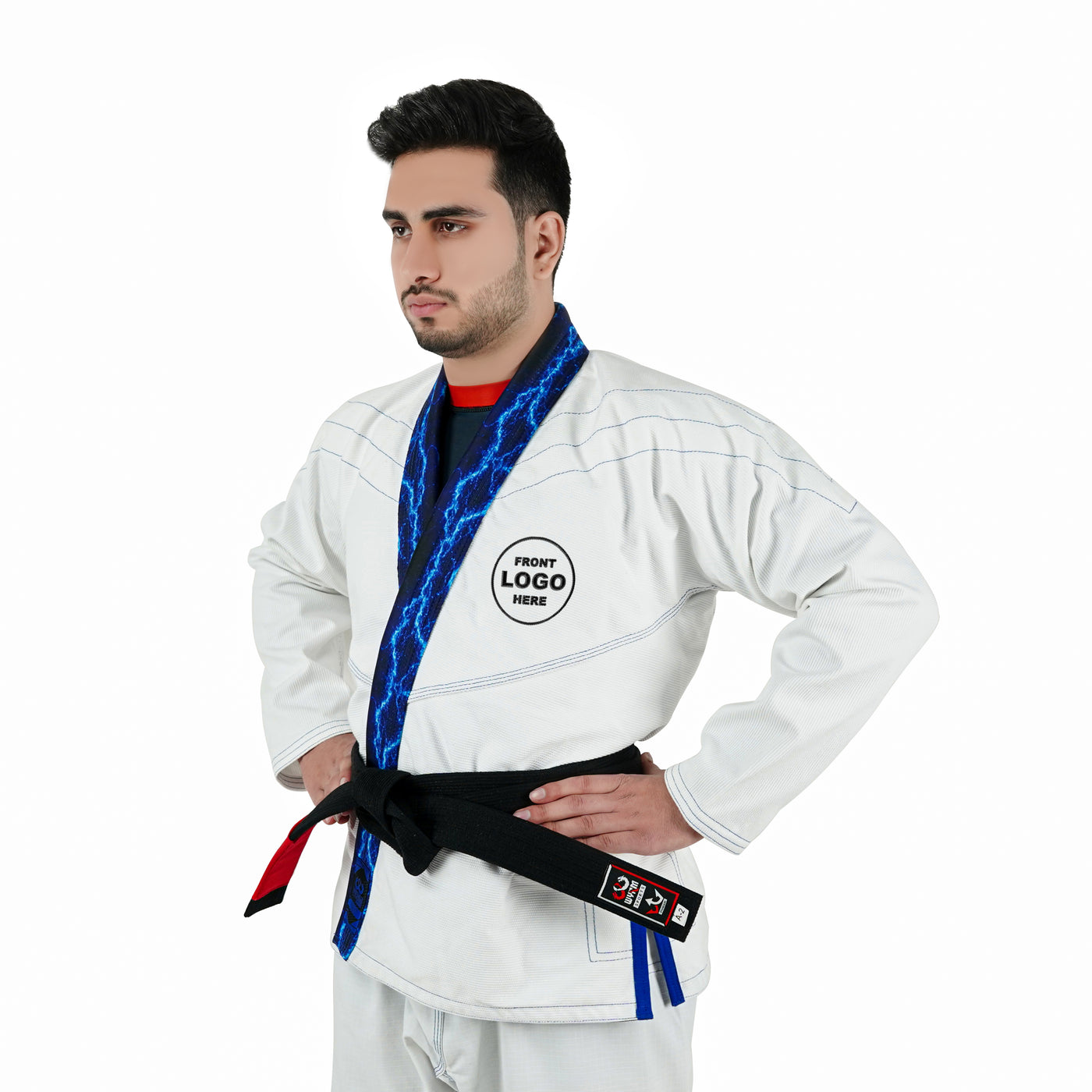 Premium Custom White with Thunder Blue Brazilian Jiu Jitsu Gi