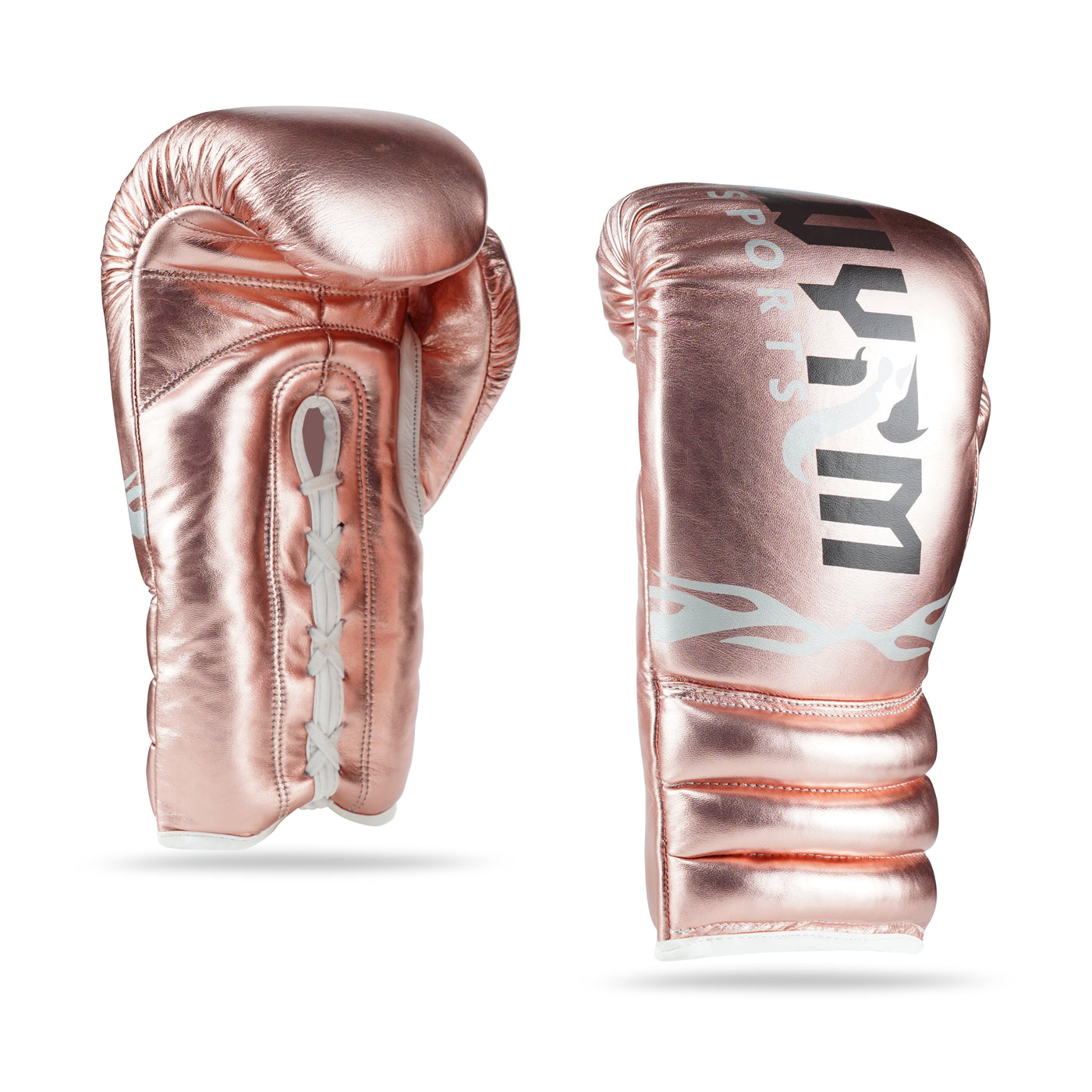 WYRM Deluxe Rose Gold Pro Boxing Genuine Leather Gloves