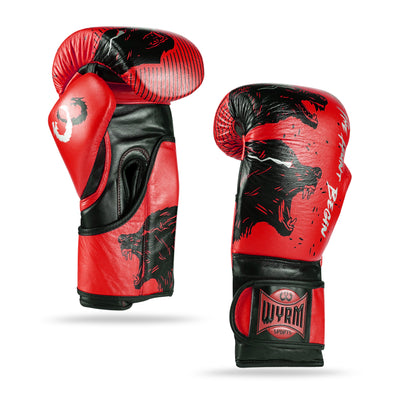 Wolf Red/Black Genuine Leather Boxing Gloves
