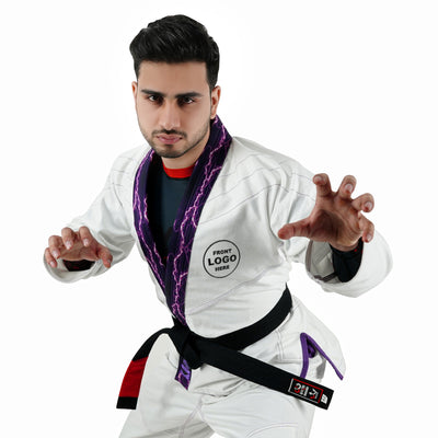 Premium Custom White with Thunder Purple Brazilian Jiu Jitsu Gi