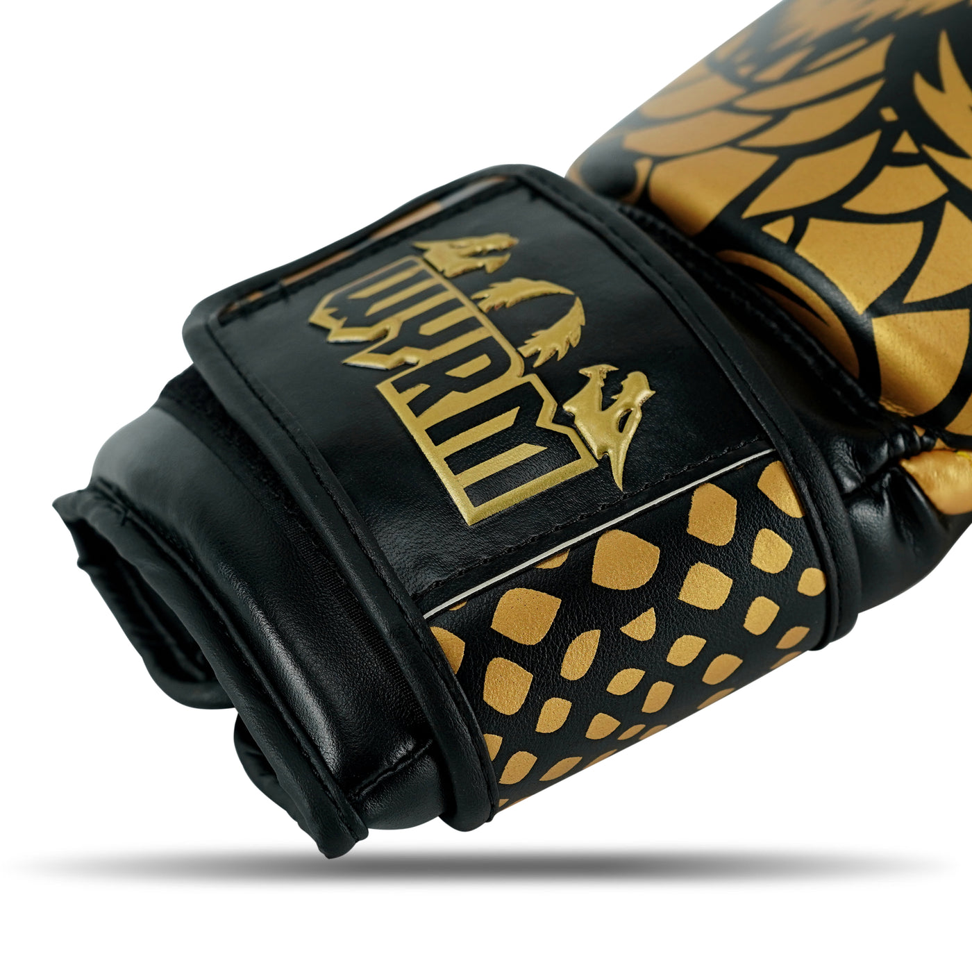 Dragon Gold/Black Leather Boxing Gloves