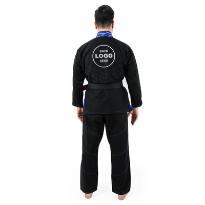Premium Customized Logo Black with Thunder Blue Brazilian Jiu Jitsu Gi